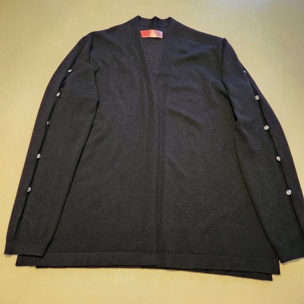 SIMPLY SCARLETT BLACK SWEATER WITH STUDS DOWN SEMI-OPEN SLEEVES  Medium